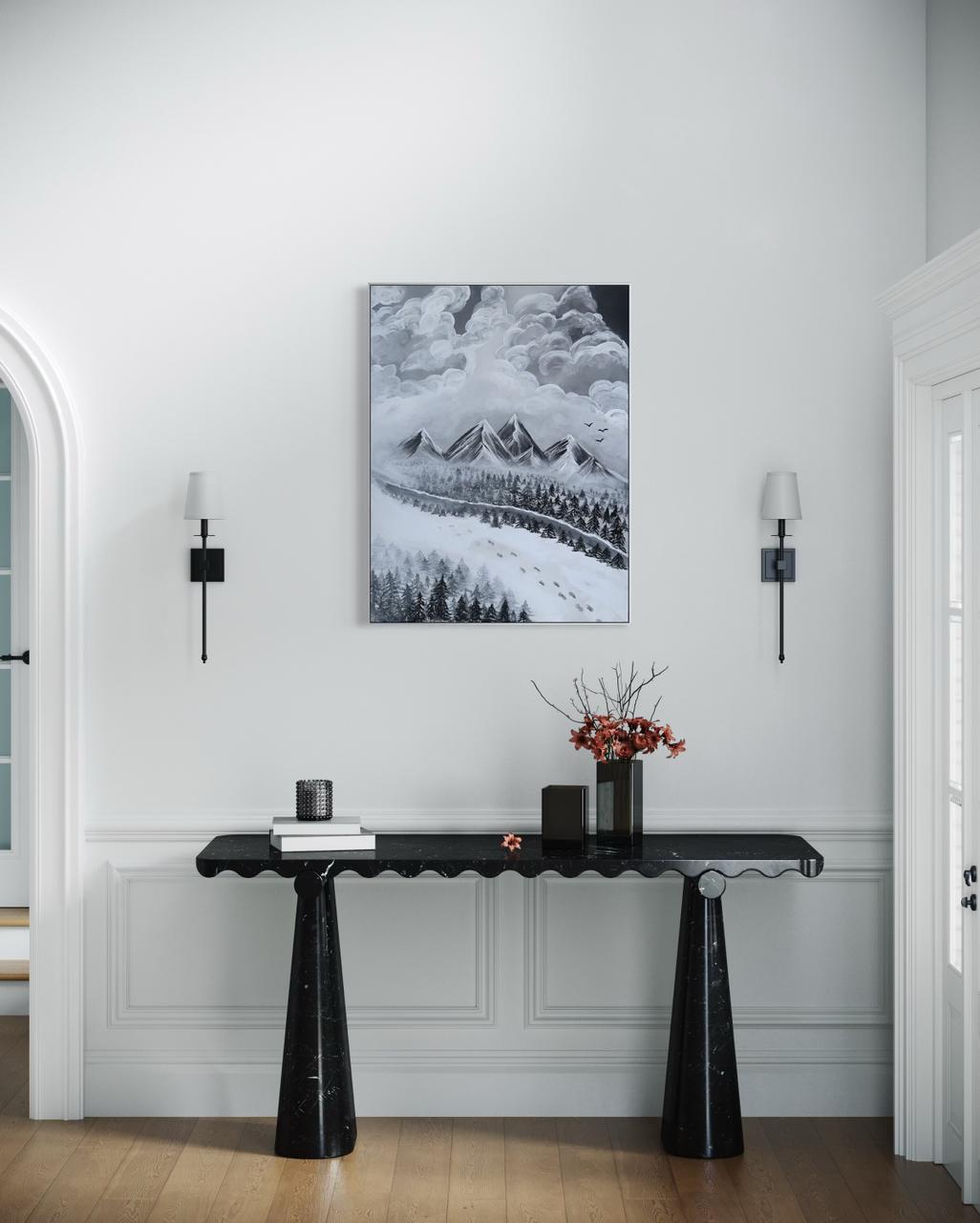 Modern acrylic artwork suitable for commercial spaces such as cafes offices and hotels