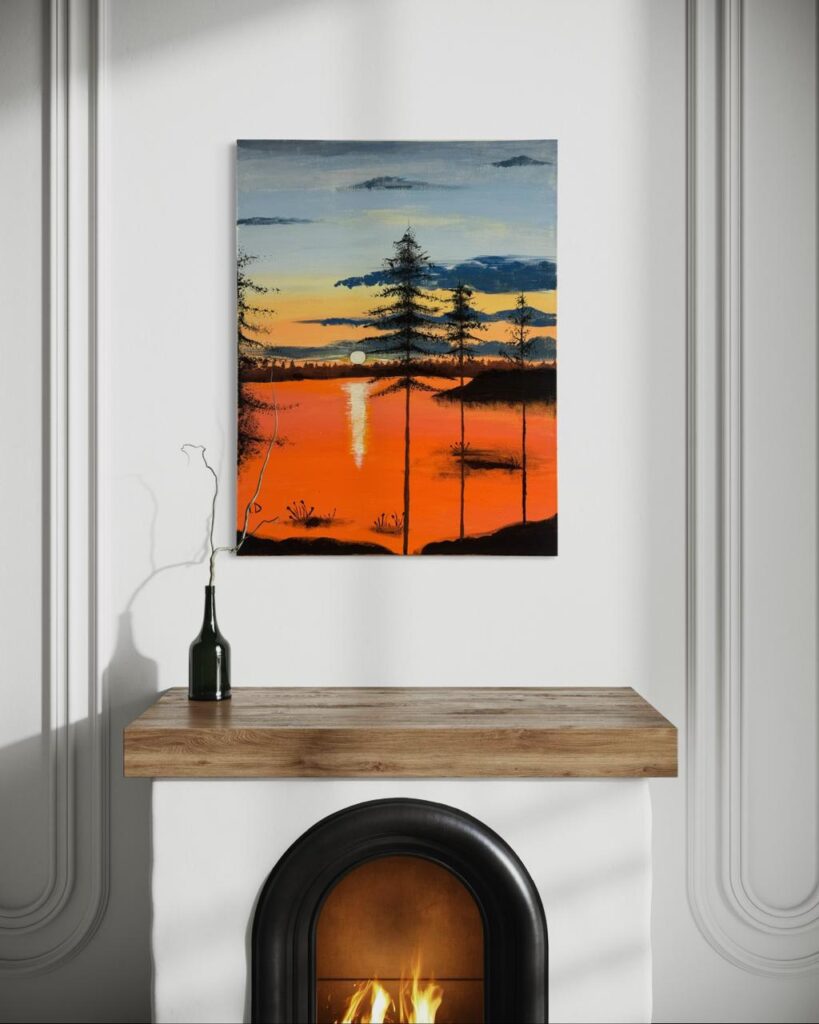 Emotional abstract acrylic painting on canvas by Albanian artist Ameljeta Doda