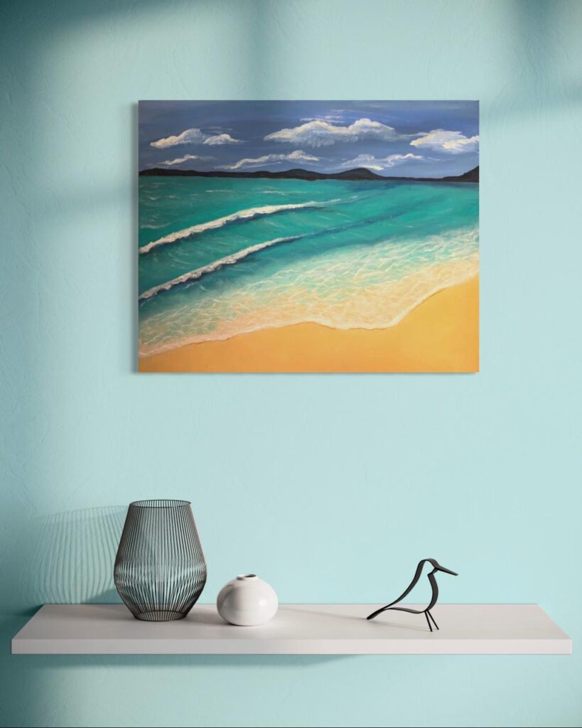 Acrylic art services including custom paintings, exhibitions, and creative projects